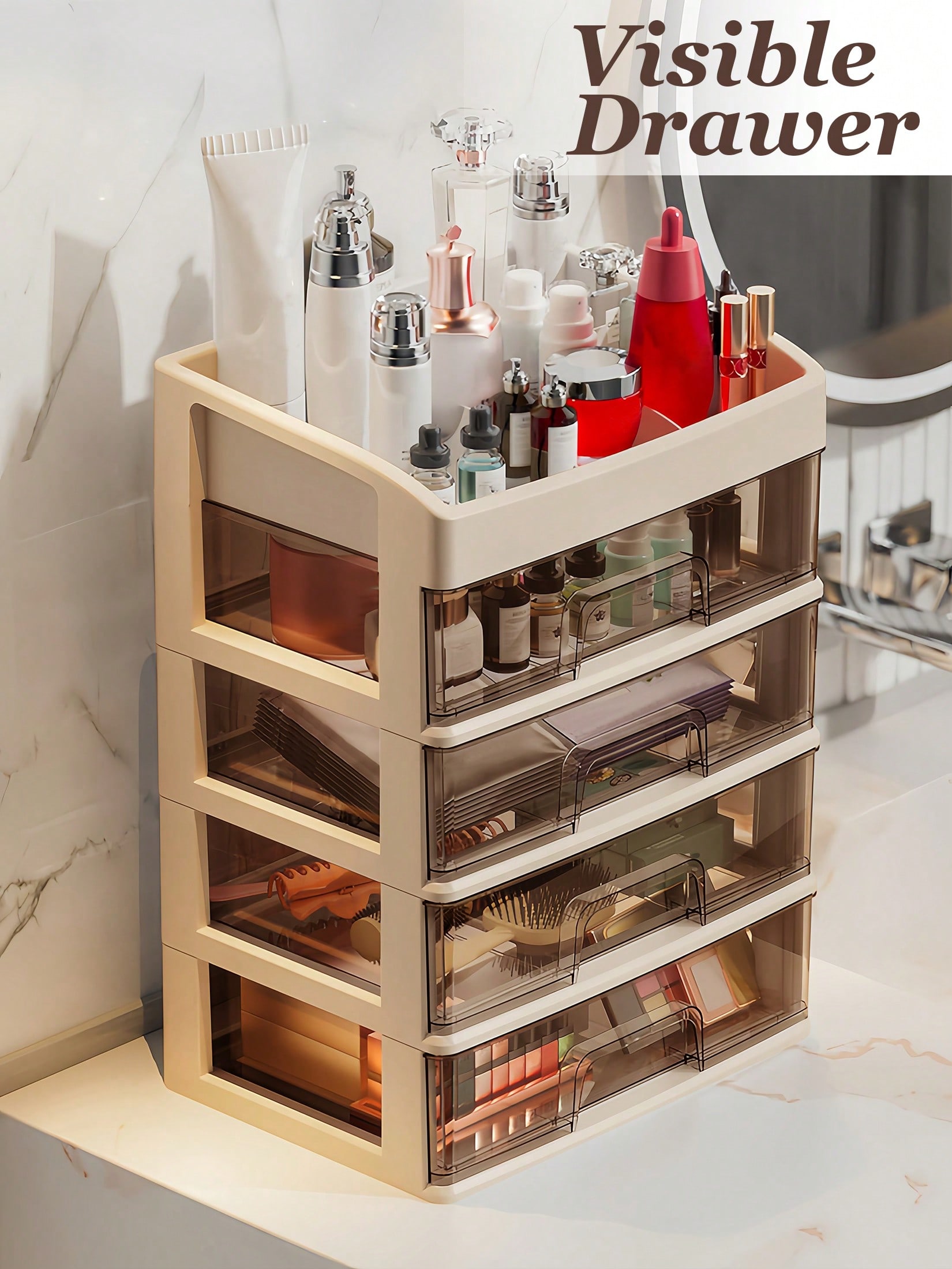 Home Essentials Bathroom Storage - Organizador de maquillaje, cajones para guardar