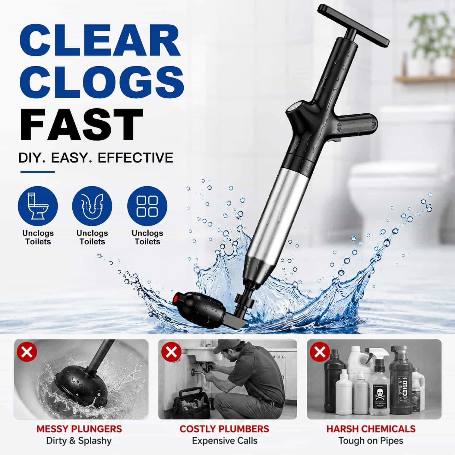 Desatascador de inodoro, desat - Plunger Toilet reseña y precio