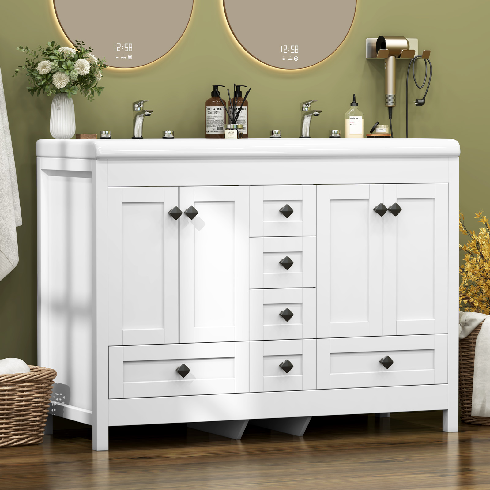 Mueble de baño blanco de 47.3  - Home Bathroom Vanity Combo reseña y precio