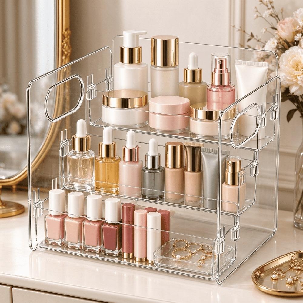 Organizador de maquillaje de a - Home Essentials Bathroom Storage reseña y precio